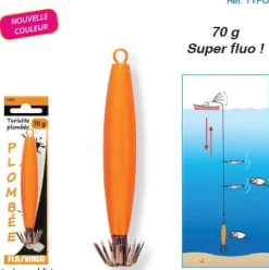 TURLUTTE FLASHMER PLOMBÉE 70G ORANGE FLUO