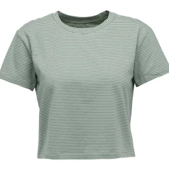 W BD STRIPE CROP SS TEE Foam Green-Laurel Green - BLACK DIAMOND