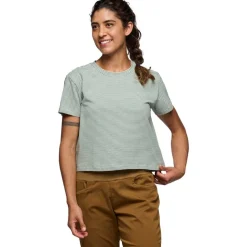 W BD STRIPE CROP SS TEE Foam Green-Laurel Green - BLACK DIAMOND