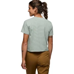 W BD STRIPE CROP SS TEE Foam Green-Laurel Green - BLACK DIAMOND